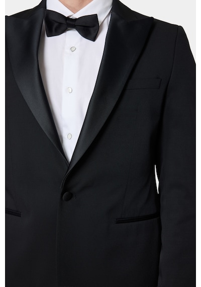Twn Slim Fit Siyah Krep Desen Smokin Takim Elbise 7ess5e306509m 001