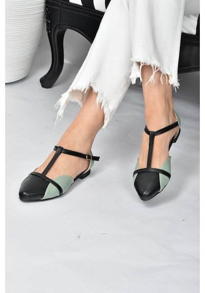 Fox Shoes Yeşil/siyah Kadın Babet B726881809 Yeşil/siyah Yeşil - Siyah