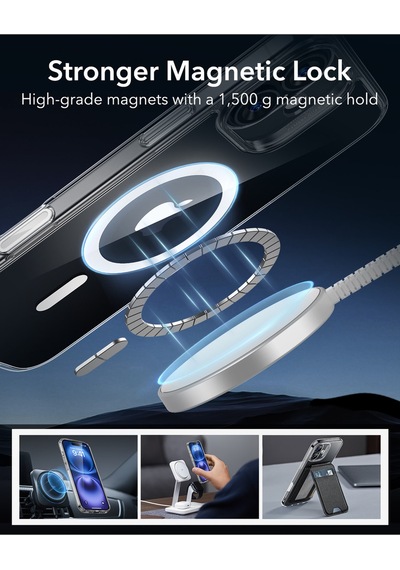 Esr Apple Uyumlu iPhone 16 Plus Halolock Magsafe Classic Hybrid Silikon Kılıf Şeffaf - Kamera Kontrol Buton Şeffaf