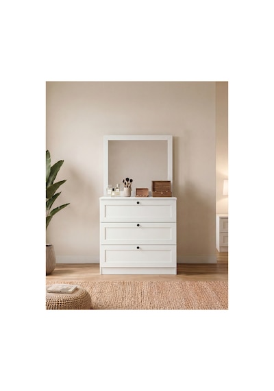 Terra Aynalı Şifonyer Y:139 G:75 D:42 / Beyaz