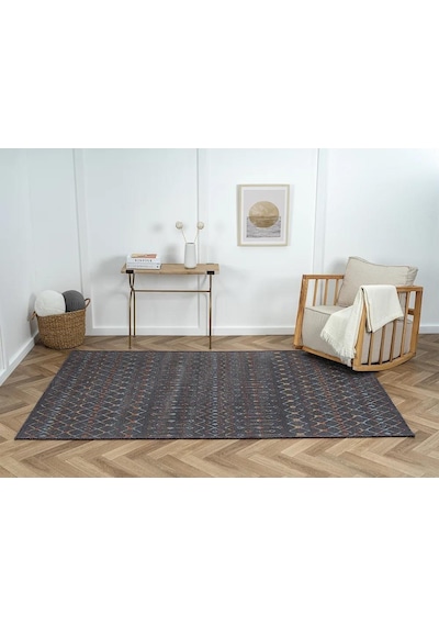 Lenda Ld003a Antrasit Kilim Renkli Detaylı Ince Antialerjik Kaymaz Taban Makinada Yıkanabilir Salon-102 Antrasıt-renklı
