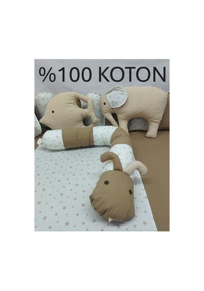 Montessori Uyku Seti 100 200 Cm, Çift Yönlü, Nevresim 155 215 Cm, Lastikli Çarşaf Kahverengi Bej