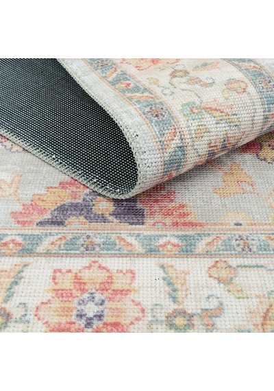 Cool Halı Happy Açık Gri Krem Vintage Halı Kaymaz Taban Bohem Pastel Eskitme Dekoratif Salon Halısı