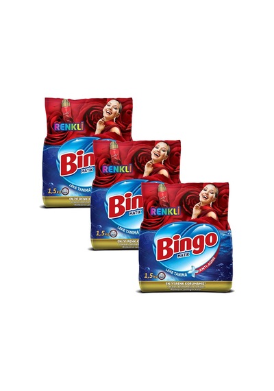 Bingo Renkli Toz Çamaşır Deterjanı 1,5 Kg X 3 Adet