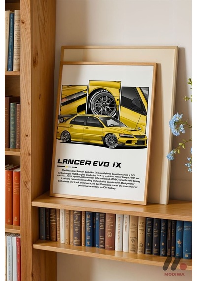Mitsubishi Lancer Evo Ix Jdm Poster, Ahşap Çerçeveli Duvar Tablosu - Oto Severlere Özel Hediye