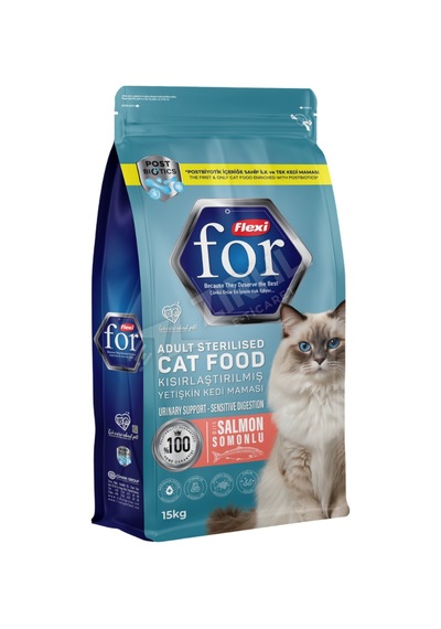 5 Adet Flexi For Somonlu Kısırlaştırılmış Yetişkin Kedi Maması 15 Kg