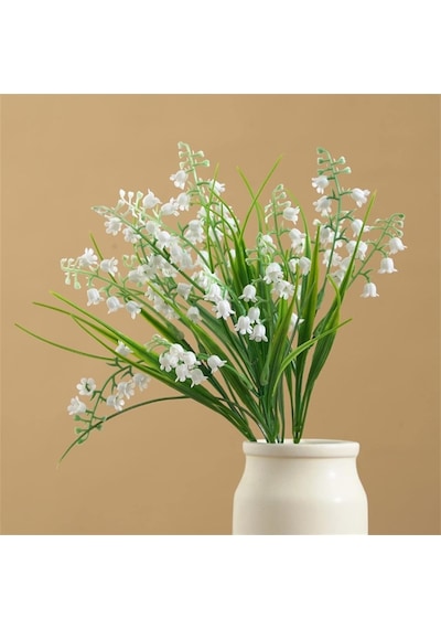 Yapay Çiçek Müge Çiçeği Sazlı Beyaz Çan Çiçeği Lily Of The Valley Demet