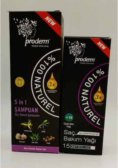 Proderm 5 İn 1 Şampuan 500 ML + Saç Bakım Yağı 150 ML