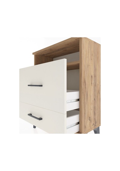 Arges Komodin Tek Raflı 2 Çekmeceli 60x30x80 Çam-aytaşı Çam