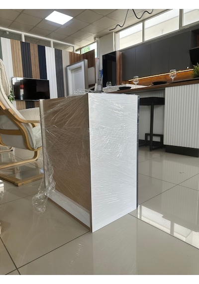 Banyo Dolabı Aynalı Cnc İşlemeli Membran Kapaklı 55 Cm Mavi