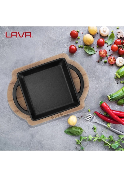 Lava Sahan Kare Siyah Mat Ahşap Stand 12 X 12 Cm Eco Gümüş