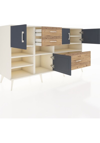 Hyperion Konsol 7 Raflı 3 Çekmeceli 4 Kapaklı 176x44x99 Aytaşı-an Aytaşı-antrasit/çam