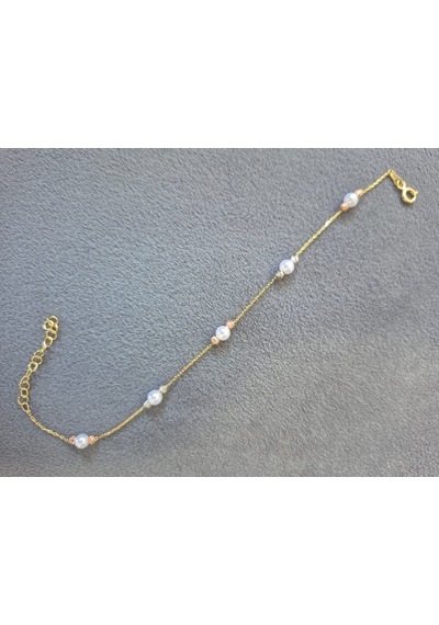 925 Ayar Papatya Silver 3 Renk İncili Dorica Bileklik Rose,gold,rodaj