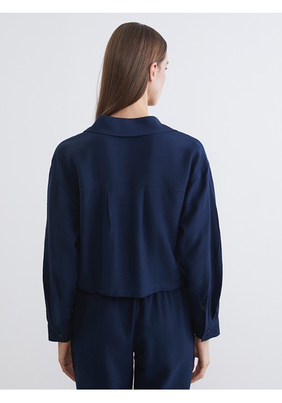 Lcwaıkıkı Classic Lacivert Oversize Kadın Gömlek
