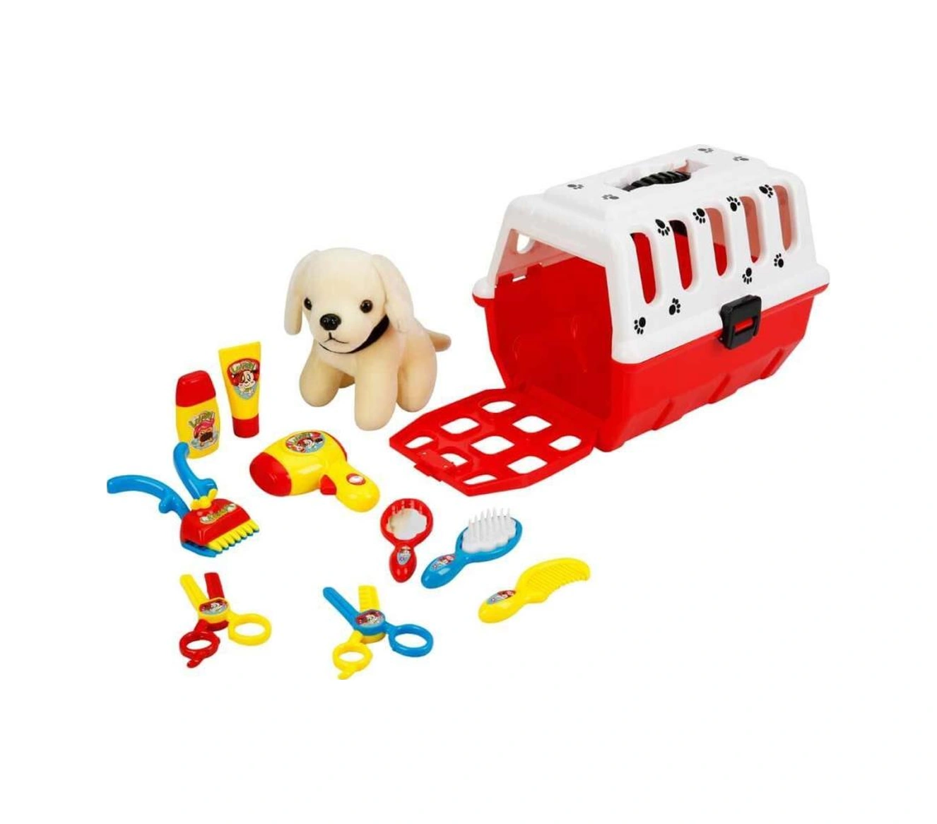 Çantalı Peluş Köpek Kuaför Seti Çok Renkli