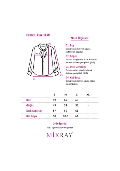 Mixray 4850 Kadın Volanlı Asimetrik Kesim Dökümlü Bluz Bej
