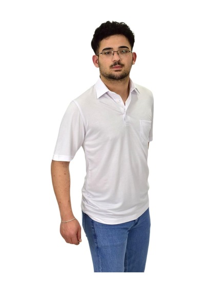 Erkek Gömlek Yaka Tişört T6064 Bgl-st04541 Beyaz