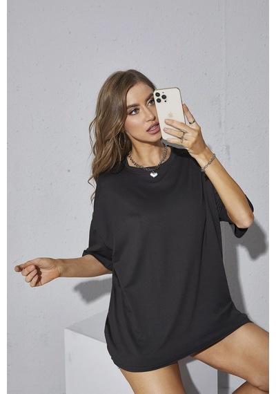 Love And Peace Baskılı Unisex Oversize Tshirt Siyah