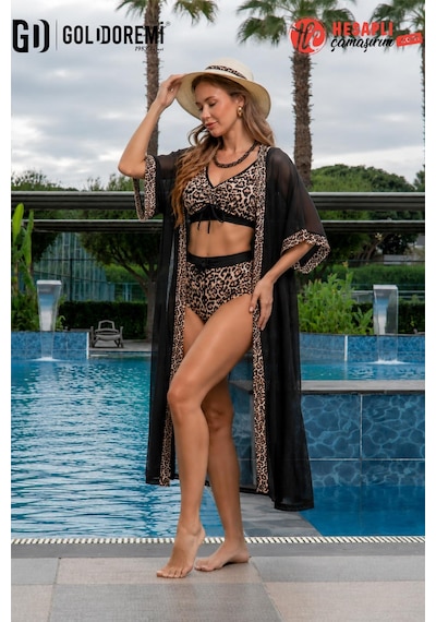 Gd Goldoremi 26176 Premium Seri Kadın Kısa Kollu Likralı Şifon Uzun Leoparlı Pareo Leopar Gd Goldoremi 26176 Premium Seri Kadın Kısa Kollu Likralı Şifon Uzun Leoparlı Pareo Leopar