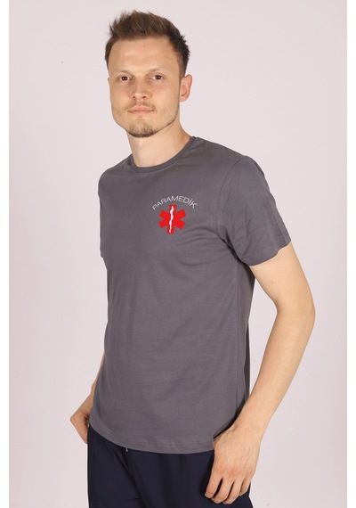 Gri Paramedik Bisiklet Yaka Tişört Unisex