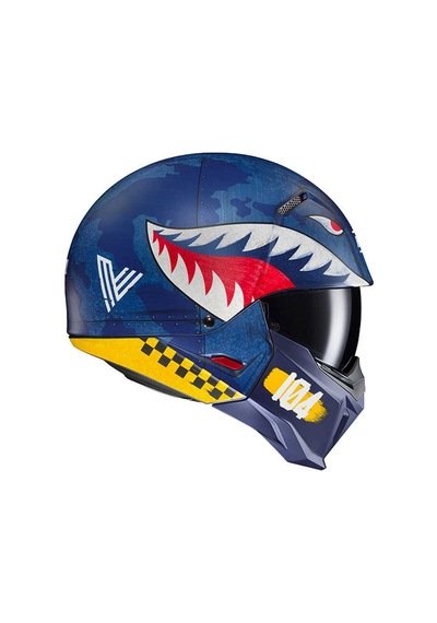 Hjc İ20 Kask Vanguard Call Of Duty MC2SF Açık Motosiklet Kaskı Beyaz - Kırmızı - Mavi