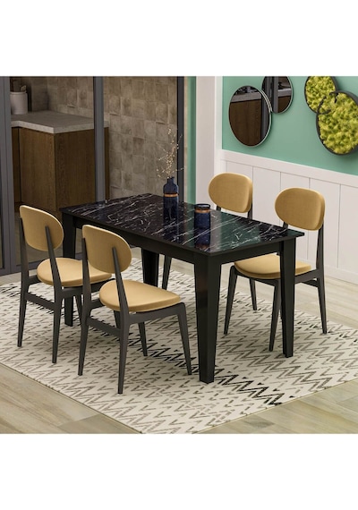 Şimal Yemek Masası 120x72 Siyah - Royal Mermer