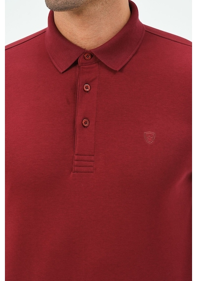 Uzun Kollu Regular Fit Erkek Polo Yaka T-shirt Bordo