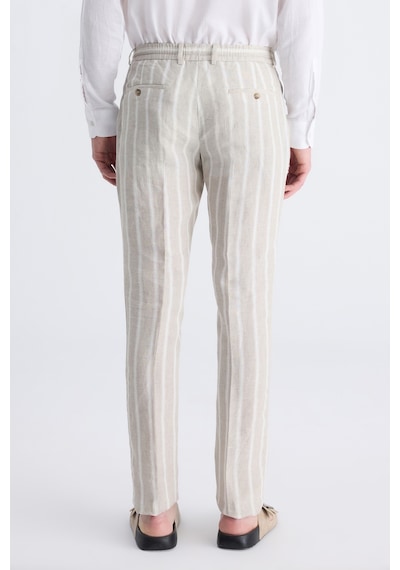 Twn Slim Fit Bej Armürlü %100 Keten Jogger Pantolon 4ec03tl133242 Bej