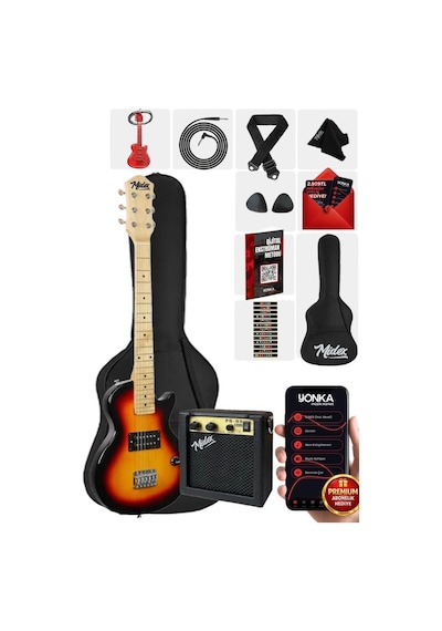 Midex Ceg-34sb 5-8 Yaş Çocuklar İçin Amfili Full 1/2 34 İnç Elektro Gitar Seti Sunburs