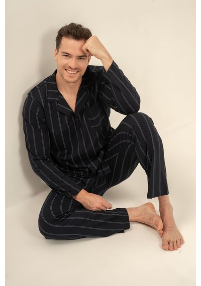Arnetta Erkek Lacivert Çizgili Gömlek Pijama Takımı Ar3830-s-v1 Ar3830-s-v1