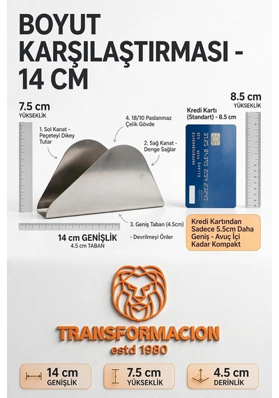 2 Li 18/10 Çelik Peçetelik Horeca Endüstriyel Metal Peçetelik Masaüstü Kafe Restoran Ev Tipi Peçete Tutucu 723505 Çok Renkli