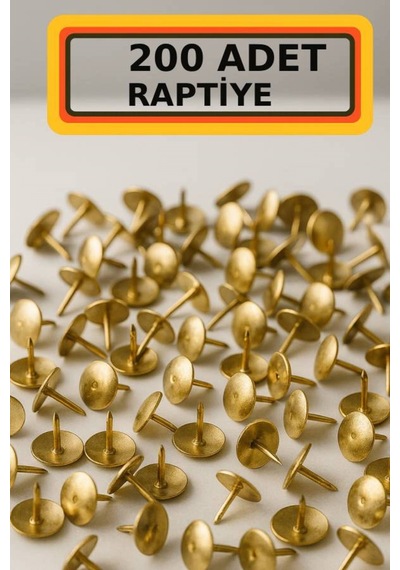 200 Adet Raptiye Metal Raptiye Sarı Raptiye Çivisi Gold Renk Rabtiye Sarı Gold Renk Dekoratif Çivi 0.2 MM