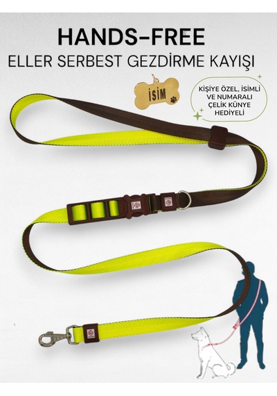 Caramelos Hands-free Eller Serbest Gezdirme Kayışı- Köpek Gezdirme Kayışı - Eller Serbest- Kahverengi - Yeşil