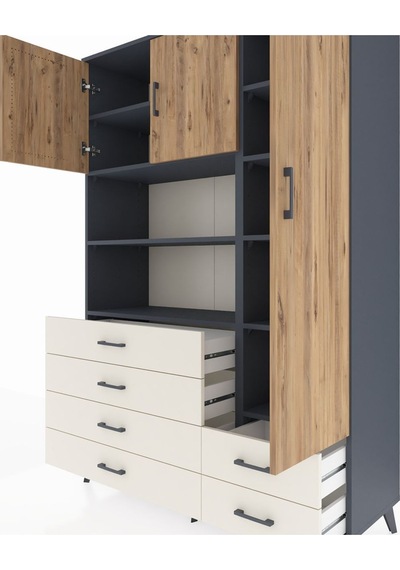 Hyperion Dolap 9 Raflı 6 Çekmeceli 3 Kapaklı 132x44x195 Antrasit-çam/aytaşı Atlas Çam/aytası Hyperion Dolap 9 Raflı 6 Çekmeceli 3 Kapaklı 132x44x195 Antrasit-çam/aytaşı Atlas Çam/aytası