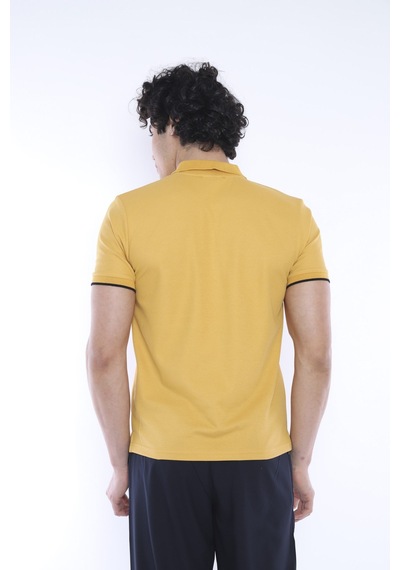 Escetic Erkek Spor Hardal Polo Yaka Slim Fit T-Shirt-3348 Hardal