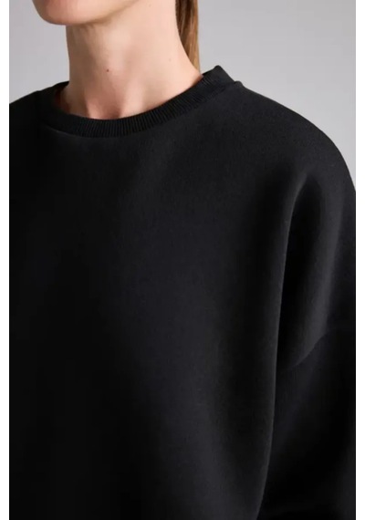 Defacto Oversize Bisiklet Yaka Düşük Omuz Kalın Basic Sweatshirt I8191ax26wnbk81 Siyah-bk81