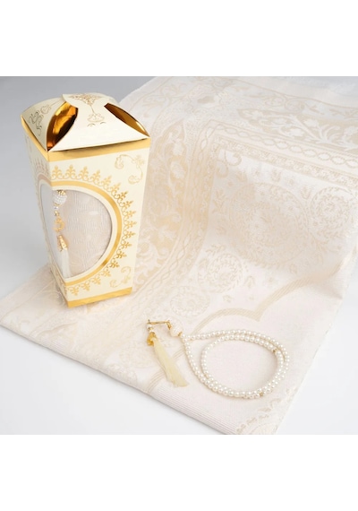 Ramazan Feneri Tesbih + Seccade  Seti Kraft Asetat Kutu, Krem Krem 65 X 100 Cm