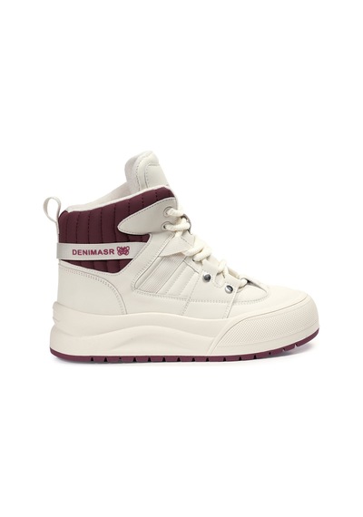 Krem Sneakers Vegan Kadın Bot Bordo