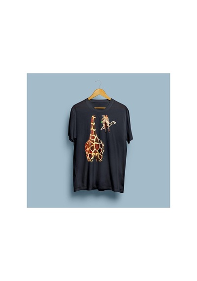 Bahriyeli Collection Oversize Zürafa Tasarım Unisex T-shirt Siyah