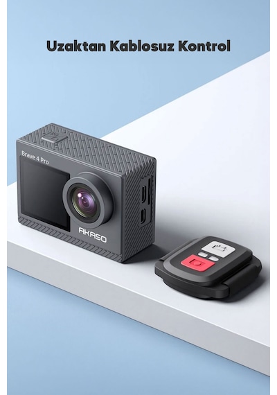 Akaso Brave 4 Pro Dual Screens 4K 30Fps Wi-Fi Aksiyon Kamera ve Süper Aksesuar Seti (Akaso Türkiye 2 Yıl Garantili)