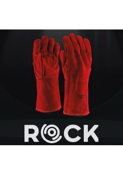 Flamefox-r-gb Rock Safety Kırmızı Deri Kaynakçı Eldiveni