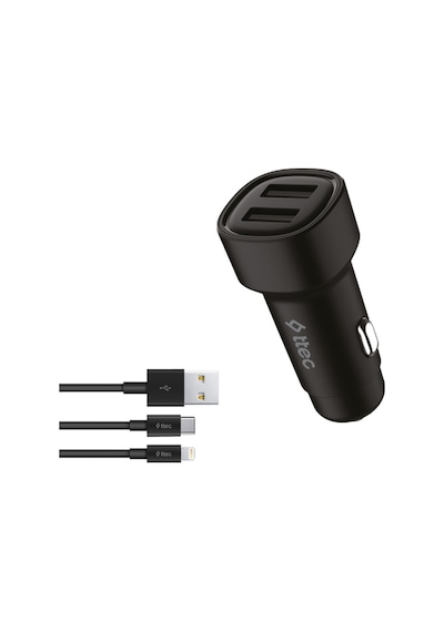 Smartcharger Duo 3.1a Araç Şarj Aleti Çift Usb + Usb-c Ve Lightning Kablo