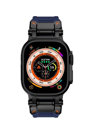 Mobilteam Watch Ultra 49mm Clo- Krd-101 Titanyum Metal Başlıklı Silikon Kordon-siyah-starlight