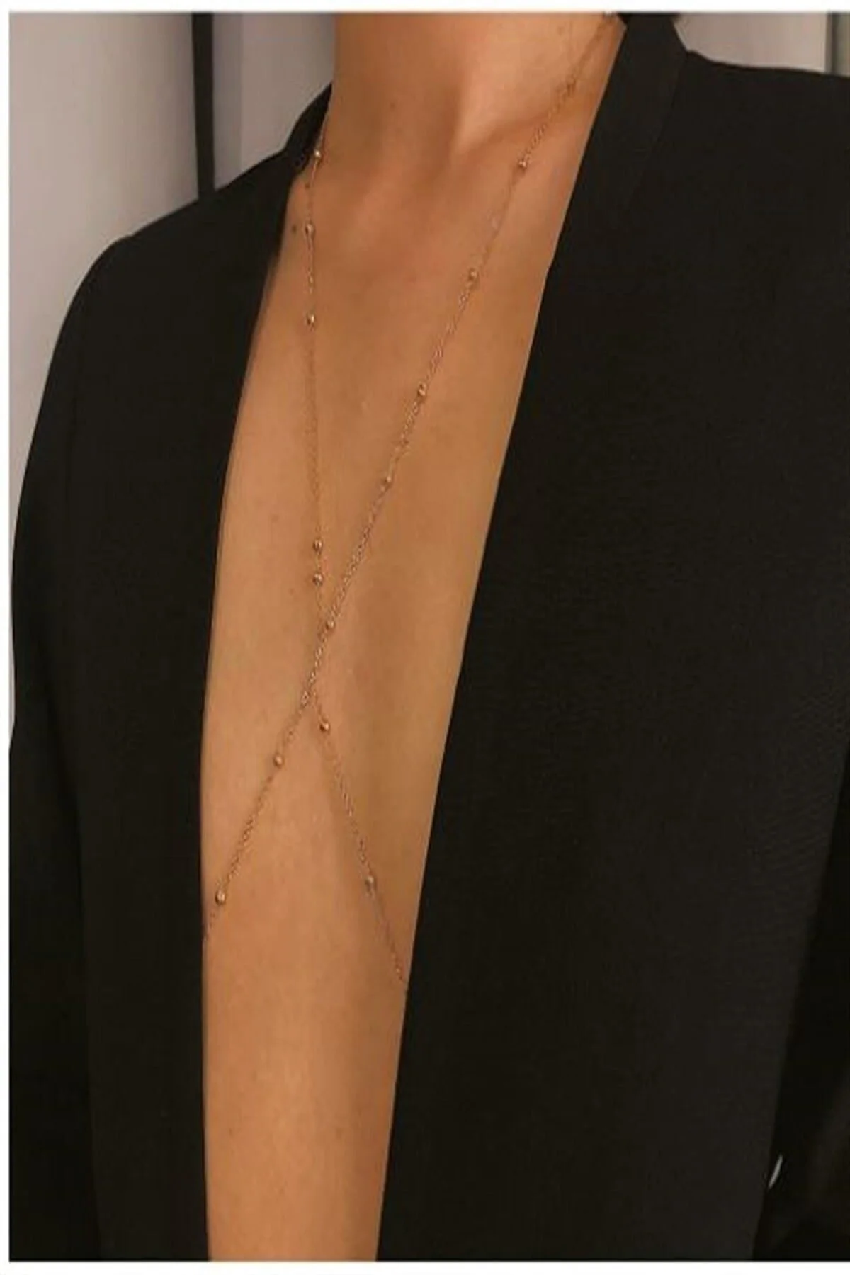 Altın Kadın Mini Top Boncuklu Stylish Vücut Zinciri
