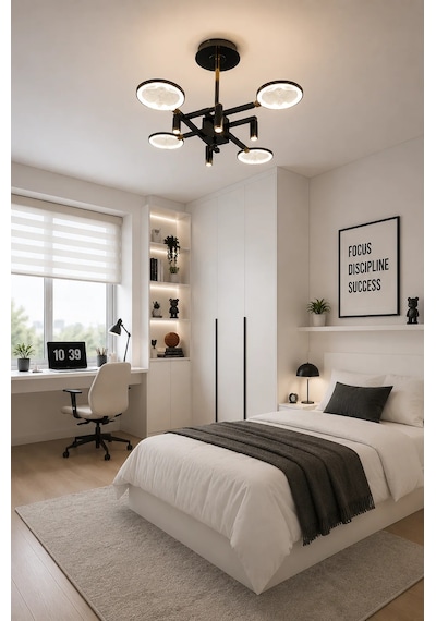 Modern Premium 4+4'lü 3 Renkli Ledli Sarkıt Avizesi Salon Mutfak Oturma Odası Şık Modelleri Gold
