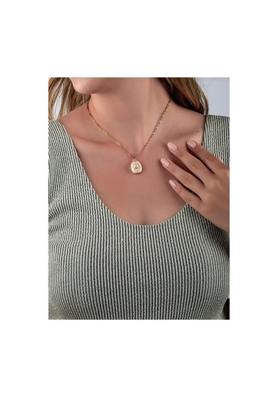 Lunarie İnci Detaylı Açılır Madalyon Kolye 14k Gold Paperclip Krem