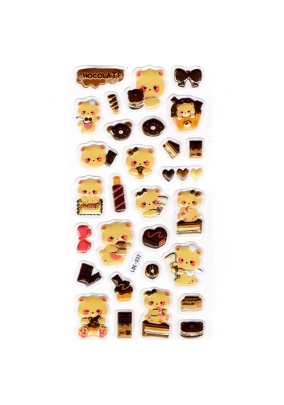 Sticker Kabartmalı Stiker Defter Planlayıcı Etiket Lde032 -19x9cm - Ayıcık Çikolata