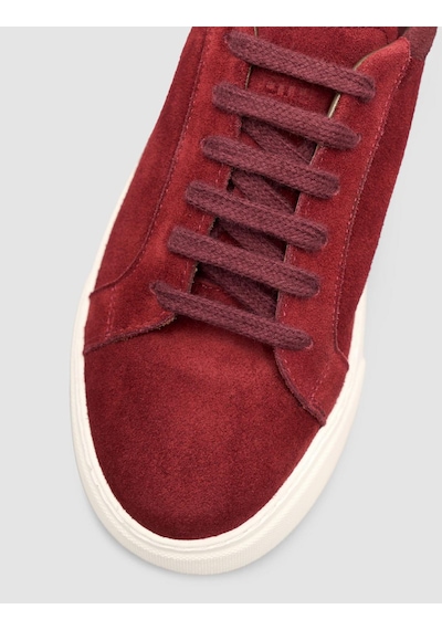 %100 Hakiki Süet Bordo Kürk Astarlı Bağcıklı Sneaker Ayakkabı Bordo