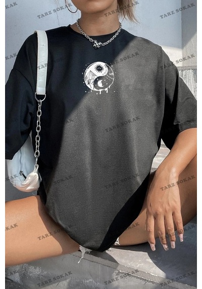 Yin & Yang Tasarım Unisex Siyah