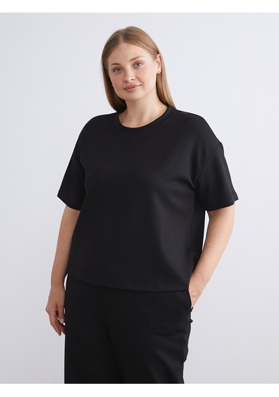 Lcw Comfort Siyah Bisiklet Yaka Kadın Tişört